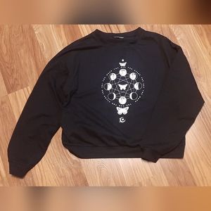Witchy moon butterfly sweatshirt, black, large